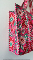 Sac fourre-tout matelassé en coton motif arc-en-ciel, grand format, à fermeture ouverte, élégant, motif uni, fait main, pour femme, toutes saisons