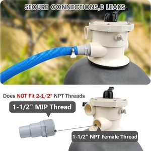 Adaptateur universel de tuyau de piscine de remplacement, 1-1/4 "ou 1-1/2", pour pompe de piscine <span class=keywords><strong>hors</strong></span> <span class=keywords><strong>sol</strong></span>, filtre - Product Image 3