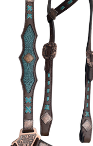 Ensemble de décrochage de tête et de collier de poitrine de nouvelle conception avec des ensembles de décrochage de tête occidentale de rênes pour l'équitation léger fait par le cuir de vache - Product Image 3