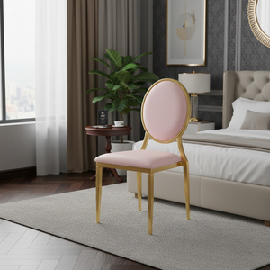 Silla Moderna Apilable para Eventos y Fiestas, con Marco de Acero, Tapizada en Cuero PU y Esponja, Color Dorado, para Alquiler - Product Image 1