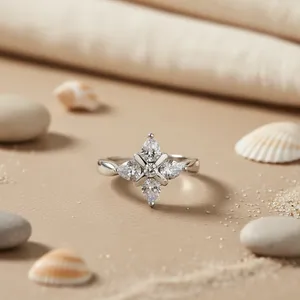 ART PALACE Bague Fleur en Argent pour Femme avec Zircon Cubique, Cadeau Élégant en Cristal - Product Image 3
