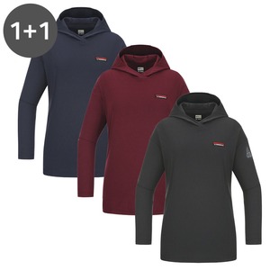 1+1 Women's Feel Supple Hoodie & <b>Long</b> T-shirt Set Polyester/Cotton Made in Vietnam P0000DTE - Product Image 1