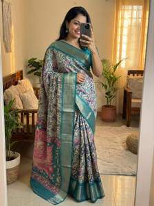 ผ้าไหมโดลาแท้สำหรับทำชุดอินเดีย พร้อมขอบปักดิ้นทอง สำหรับผู้หญิง มีสินค้าพร้อมส่ง - Product Image 5