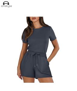 Conjunto corto personalizado de dos piezas, pantalones cortos de algodón y conjuntos de camisetas, traje de jogging unisex para mujer, conjunto corto de dos piezas, ropa de jogging - Product Image 3