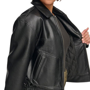 Diseño personalizado Logo Impreso Mujeres Chaqueta de cuero Color sólido Streetwear Precio barato Mujeres Chaqueta de cuero - Product Image 5