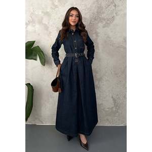 Robe longue en jean - Bleu - Product Image 2