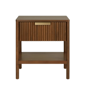 Zurise Solid Mahogany Wood Bedroom <b>Bed</b> Side with One Drawer and Minimalist Modern Design - Product Image 1
