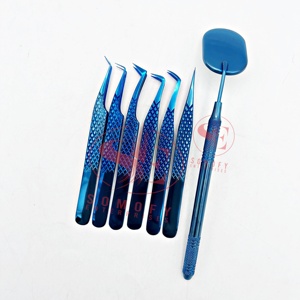 Pinzas de pestañas de 45 grados de acero inoxidable ligeras con muestra gratis, herramienta de belleza con logotipo personalizado para extensión de pestañas - Product Image 4