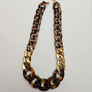 Women's Boho Chic Style Necklace Handmade Eco-Friendly Natural Horn Chain Resin Combination Statement By HAND MADE CRAFT - Product Image 1