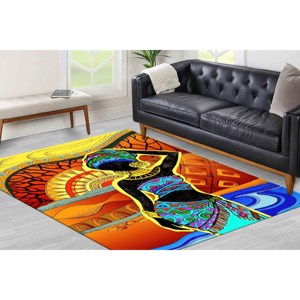 Alfombra de Arte Africano con Diseño de Mujer: Alfombra Decorativa Étnica Antideslizante, con Pelo Suave - Product Image 5