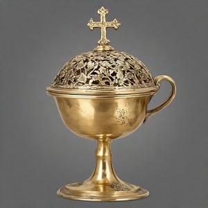 HeavenHaze Divine Smoke Incensario de metal adornado Quemador de incienso de iglesia tradicional con cadena en pulido de latón vintage - Product Image 6