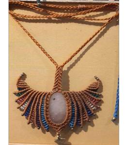 New Designer Jewelry Flower Shape Grey Color Macrame <b>Necklace</b> Brass Gold Plated Tree Finding <b>Boho</b> Macrame <b>Necklace</b> - Product Image 4