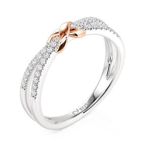 Jeulia Rhodium and Gold Plated Two Tone Twist Crossover Cluster <b>Ring</b> - Product Image 3