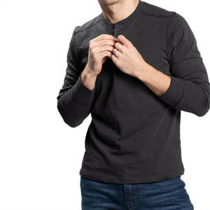 Camisetas Henley para hombre, nueva llegada, calidad superior, secado rápido, etiqueta personalizada hecha de poliéster/algodón, venta al por mayor - Product Image 5