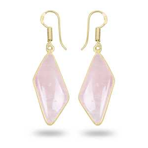 Gorgeous Women's Rose Quartz earring Natural Stones Jewelry Fashionable Fine 18k Gold plated Earrings for wedding party - Product Image 5