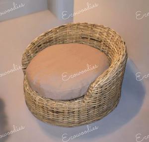 Hot Sale Vintage HandWoven Eco-Friendly Pet <b>Dog</b> Cat Animal Sitting Bamboo Cane <b>Bed</b> Ottoman Bone Inlay Console - Product Image 3