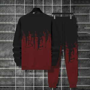 Conjunto de moda deportiva de dos piezas para hombre: Sudadera de cuello redondo y pantalones deportivos sólidos para uso informal de primavera Otoño Invierno - Product Image 2