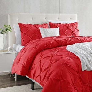 Tối Giản Mô Hình Hình Học Màu Đỏ Nhúm Pleat 3-Mảnh Twin Comforter Set 100% Polyester Bền Có Thể Đảo Ngược Hiện Đại Bộ Đồ Giường - Product Image 1