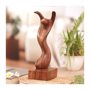 Decoración del hogar escultura de madera hecha a mano figura de madera maciza natural diseño personalizado aceptado - Product Image 1