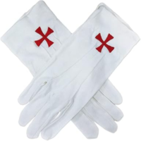 Guantes de Invierno Cruz Roja de los Caballeros Templarios, Algodón Orgánico Blanco, Francmasonería, Largos, con Logotipos Personalizados, Talla Personalizada, Duraderos