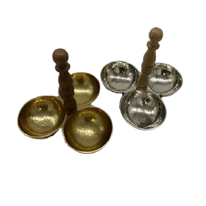 <b>Set</b> Of Two Dry Fruits Server Bowls With <b>Wooden</b> Handle Silver And Gold Color Customized Size Serving Bowls - Product Image 1