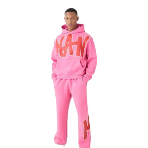 Baggy Fit Mens Tracksuit Oversized Two Piece Set with <b>Hoodie</b> and Pants Streetwear Casual Outfit for Daily Wear - Product Image 1