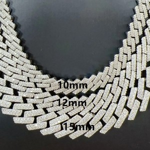 Cadena cubana de Plata de Ley 925 de lujo VVS Moissanite Diamond Iced Out Hip Hop joyería chapada en oro cadenas finas collares para hombres - Product Image 3