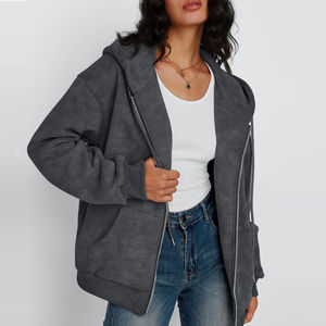 Meilleures ventes Sweat à capuche zippé personnalisé style streetwear vieilli pour femmes, prix raisonnable, vêtement décontracté, sweats à capuche zippés personnalisés pour femmes - Product Image 4