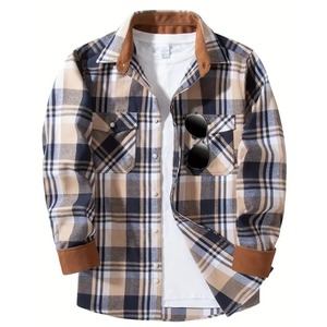 Camisa de franela de algodón cepillado de peso pesado de etiqueta privada para ropa de calle de motorista 100% algodón para la temporada de primavera - Product Image 1