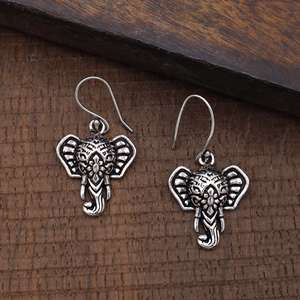 <b>Elephant</b> Animal Designer Hoops Jewellery <b>for</b> <b>Women</b> Girls Ethnic Trendy Exclusive Fine Earring 925 Sterling Silver Dangle Drop - Product Image 2