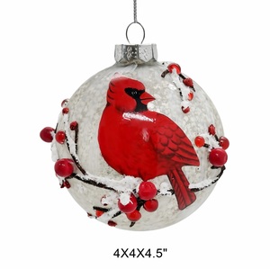 Adornos Navideños de Cristal Rojo Clásico Hechos a Mano, Adornos para Árboles de Navidad con Forma de Pájaro Cardenal - Product Image 4