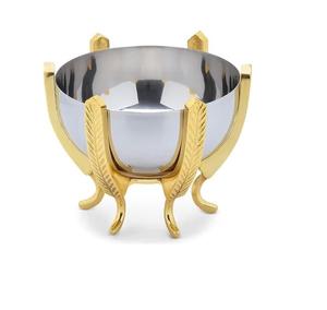 ชามผลไม้ทองเหลืองทรงกลมสีทองพร้อมที่ตั้งสำหรับวางบนโต๊ะ - Product Image 6