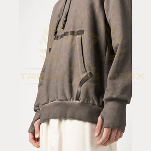 Sweat-shirt à capuche oversize pour homme, effet délavé, uni, sport, coton respirant, séchage rapide, 100% coton - Product Image 5