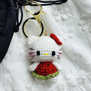 Llavero de Ganchillo con Forma de Gato de Dibujos Animados, Colgante de Hilo Tejido a Mano para Bolsos, Accesorio para Cadena de Teléfono - Product Image 6