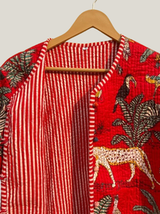 Veste d'hiver matelassée en coton faite à la main pour femmes courte nouvelle impression animale vêtements d'extérieur décontracté tissé Style de rue indien lavé - Product Image 6