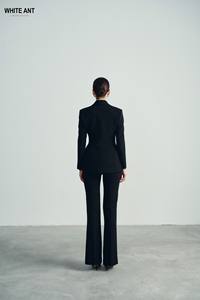 Bonne Qualité Tissu Noir Blanc EUPHÉMIE LONG PANTALON Avec Poches Et Fermeture Éclair Jambes Droites Évasées Pantalon Femme Taille S M L - Product Image 6