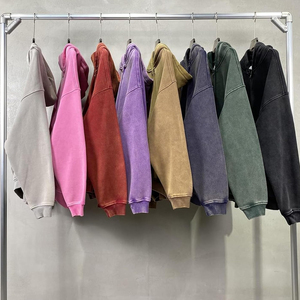 Couleur rose fermeture éclair manches longues hommes pull à capuche personnalisé poids lourd 500 600 Gsm en détresse lavé Vintage hommes sweat à capuche en coton - Product Image 3