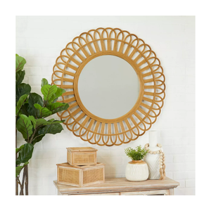 <b>Wall</b> Rattan <b>Mirror</b> for Living Room With Unique Vanity Decoration, Excellent Quality Rattan <b>Mirror</b> Decorative <b>Wall</b> <b>Hanging</b> <b>Mirror</b> - Product Image 1
