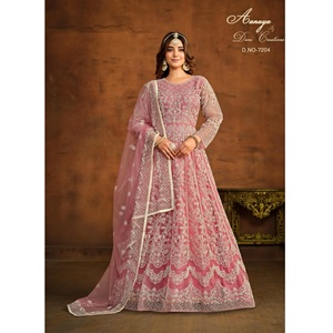 New Heavy Designer Wedding Party Festive <strong>Net</strong> With Embroidery Sequence Work Fancy <strong>Anarkali</strong> Gowns for Fashionable Women Outfit - Product Image 1