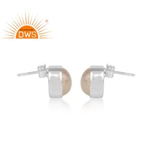 ต่างหูเงินแท้ประดับพลอยมูนสโตนสีรุ้งธรรมชาติ ดีไซน์ทันสมัย สวยงาม เหมาะสำหรับเป็นของขวัญสำหรับผู้หญิง - Product Image 3