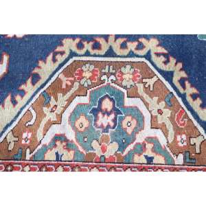 Alfombra Turca Vintage Grande de 6.46x9 pies (197x273 cm), Alfombra Azul con Estampado Animal - Product Image 5