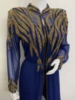 Robe Abaya élégante pour femmes musulmanes adultes, ouverte sur le devant, ornée de perles, respirante, extensible dans quatre directions, légère, à manches longues, en georgette, pour le printemps
