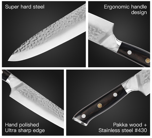 Cuchillo de chef afilado forjado hecho a mano, cuchillo de cocina de hoja afilada Premium profesional de acero de Damasco de Pakistán, mango de madera - Product Image 5