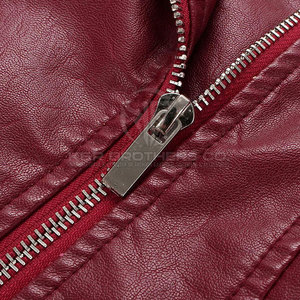 Veste en cuir de peau de mouton de motard vintage élégante pour femmes vêtements d'extérieur d'hiver respirants avec conception de manteau de moto en cuir PU - Product Image 3