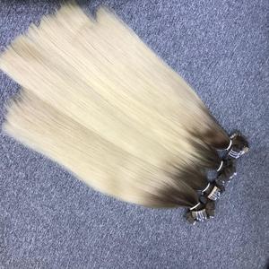 Vente de gros Bande Ombre Mix Blond Clair Naturel Raide Cheveux Offres Spéciales Cutille Alignés 100% Extensions de Cheveux Humains - Product Image 5
