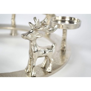Portavelas de aluminio de forma redonda con cuatro luces de té en plateado para sala de estar, decoración navideña, soporte de Adviento - Product Image 5
