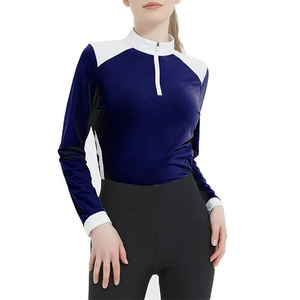 Hot Selling Half Zipper Horse Riding Equestrian Riding Shirt <b>Base</b> <b>Layer</b> Women <b>Long</b> <b>Sleeves</b> Nylon Spandex Polyester Quick Dry - Product Image 2