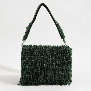 Bolso de mano cruzado de embrague Bolso de fiesta de noche de diamantes de imitación de cristal metálico con patrón de sobre a rayas - Product Image 3