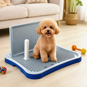 Inodoro de plástico lavable de 51 cm para cachorros con protector contra salpicaduras, inodoro interior para perros pequeños, envío directo desde la UE con poste para orina. - Product Image 1