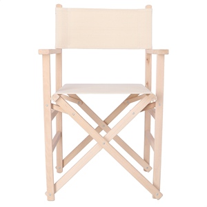 Sedia da Regista WELL HOME in Legno di Faggio con Tela Grezza e Finitura Non Verniciata 51x46x86 cm - Product Image 1